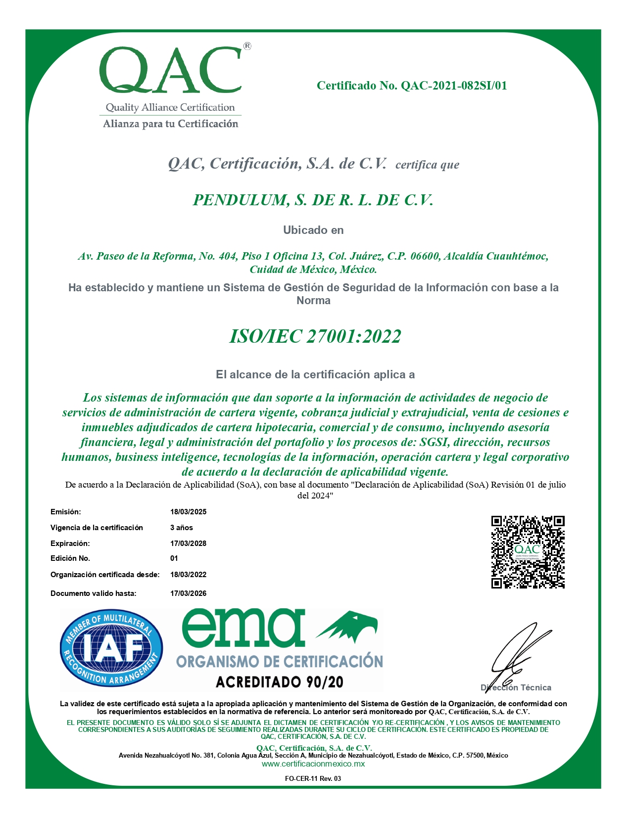 Certificado ISO 27001