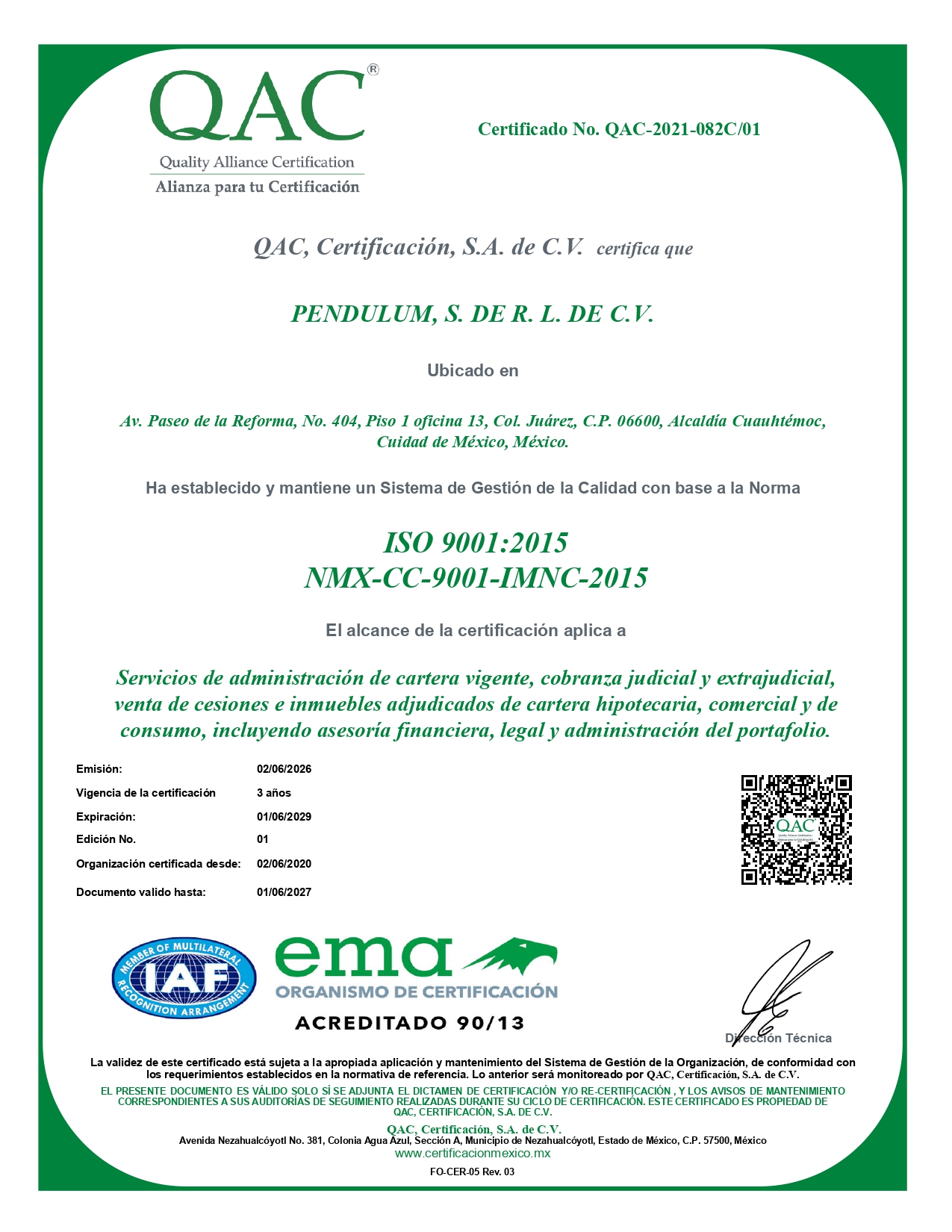 Certificado ISO 9001